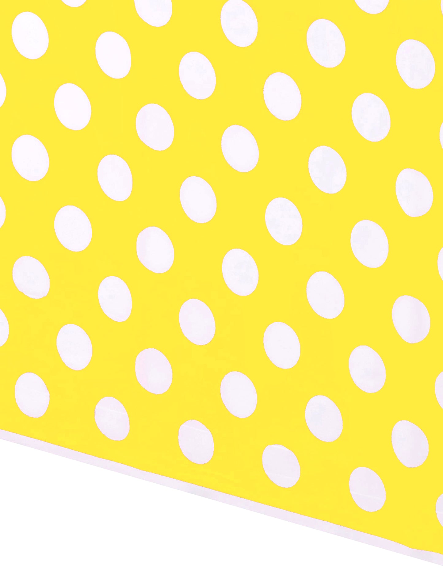 Rumena plastična namizna dekoracija z belimi pikami 1,37 x 2,74 m
