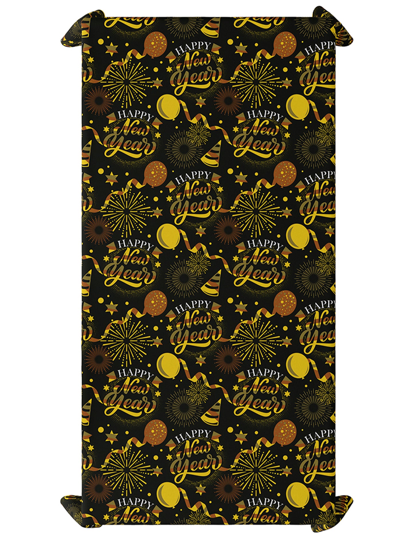 Prt za srečno novo leto črno-zlat 1,37 x 2,74 m