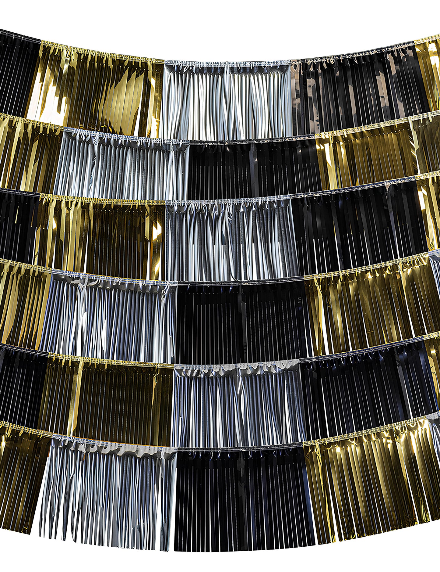 1 ozadje 6 metaliziranih trakastih girland 150 x 26 cm