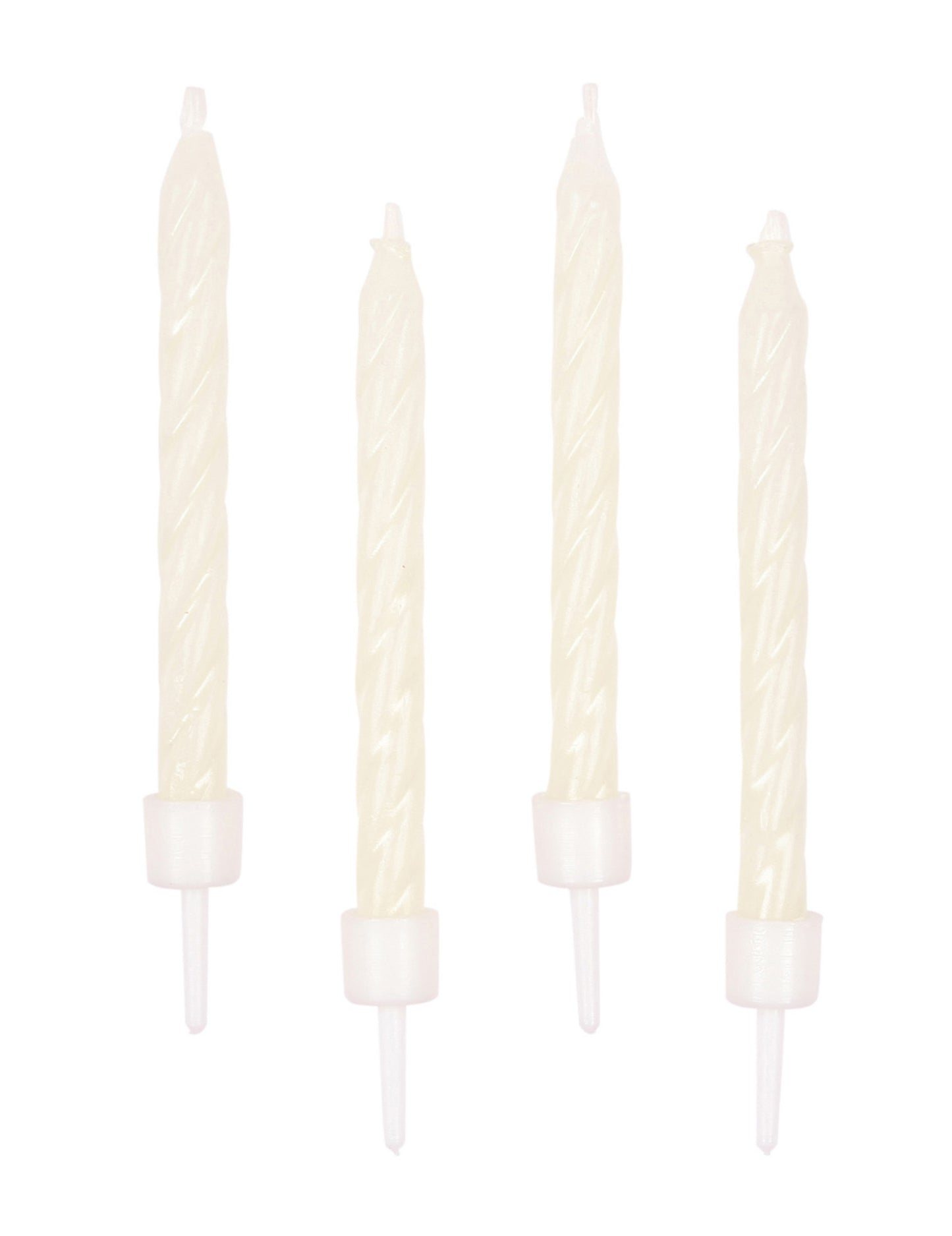 Bougies phosphorescentes pour fête blanches torsadées