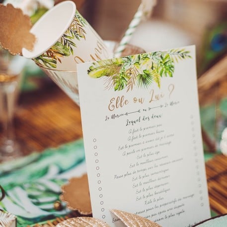 10 igralnih kart Ona ali njega tropska slonovina z pozlačenjem 14 x 20 cm