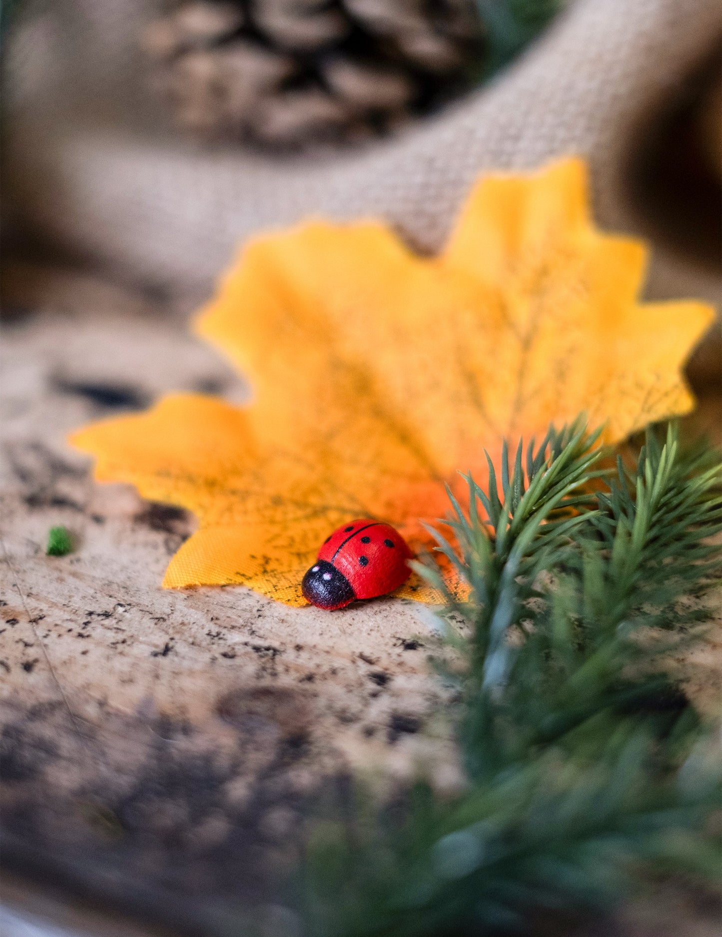 10 rdečih in črnih lesenih pikapolonic 1,5 cm za dekoracijo