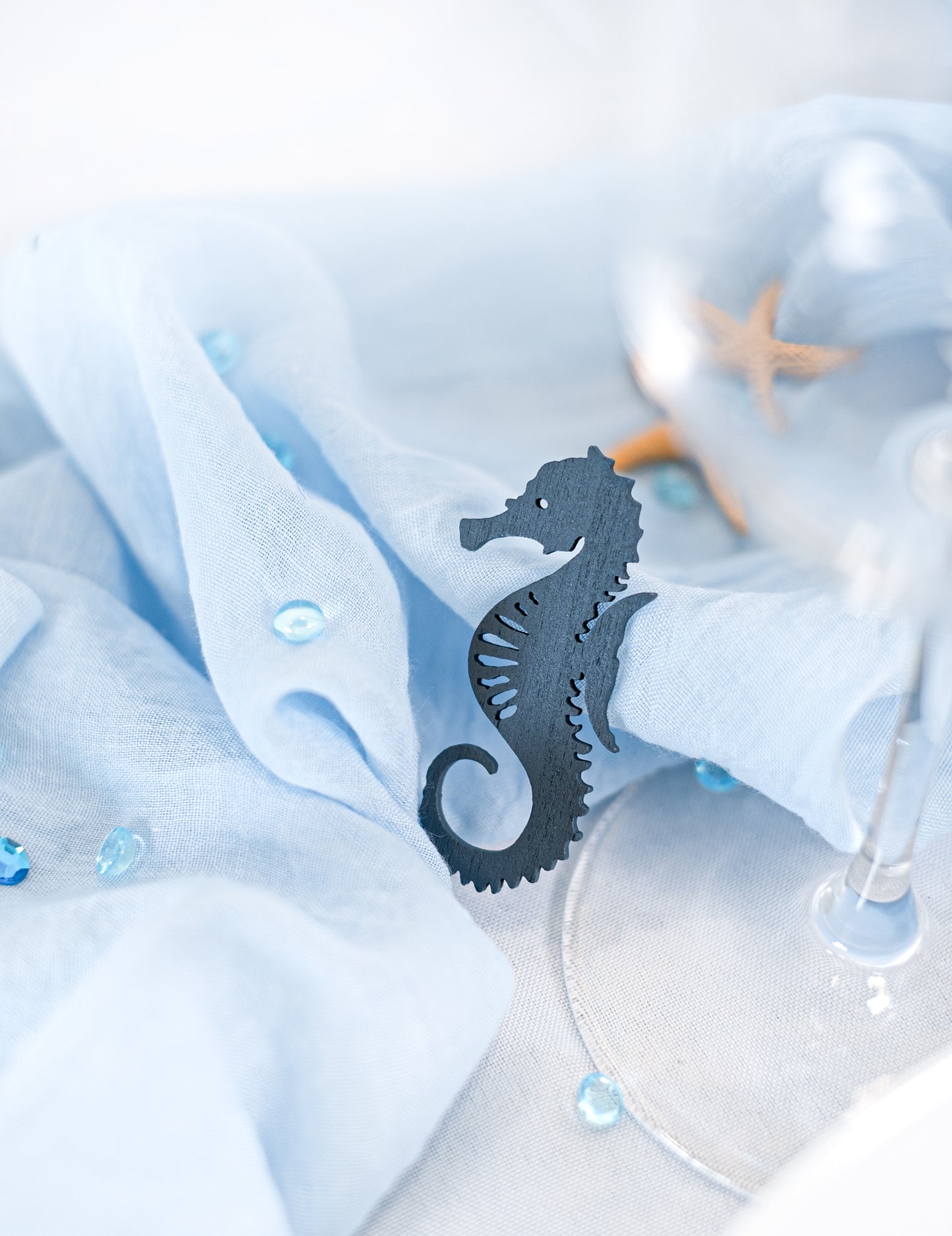 10 modrih konfetov lesa hipokampa 6 in 4,5 cm