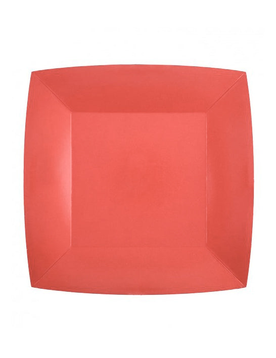 10 majhnih kvadratnih rdečih kartonskih krožnikov 18 cm za sladico