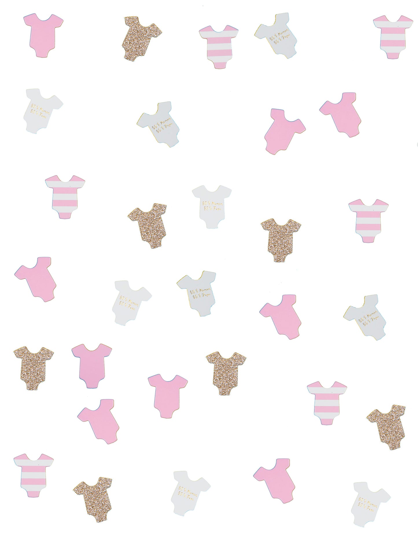 100 roza otroških bodijev s konfeti za mizo 3 cm bleščeče in črtaste