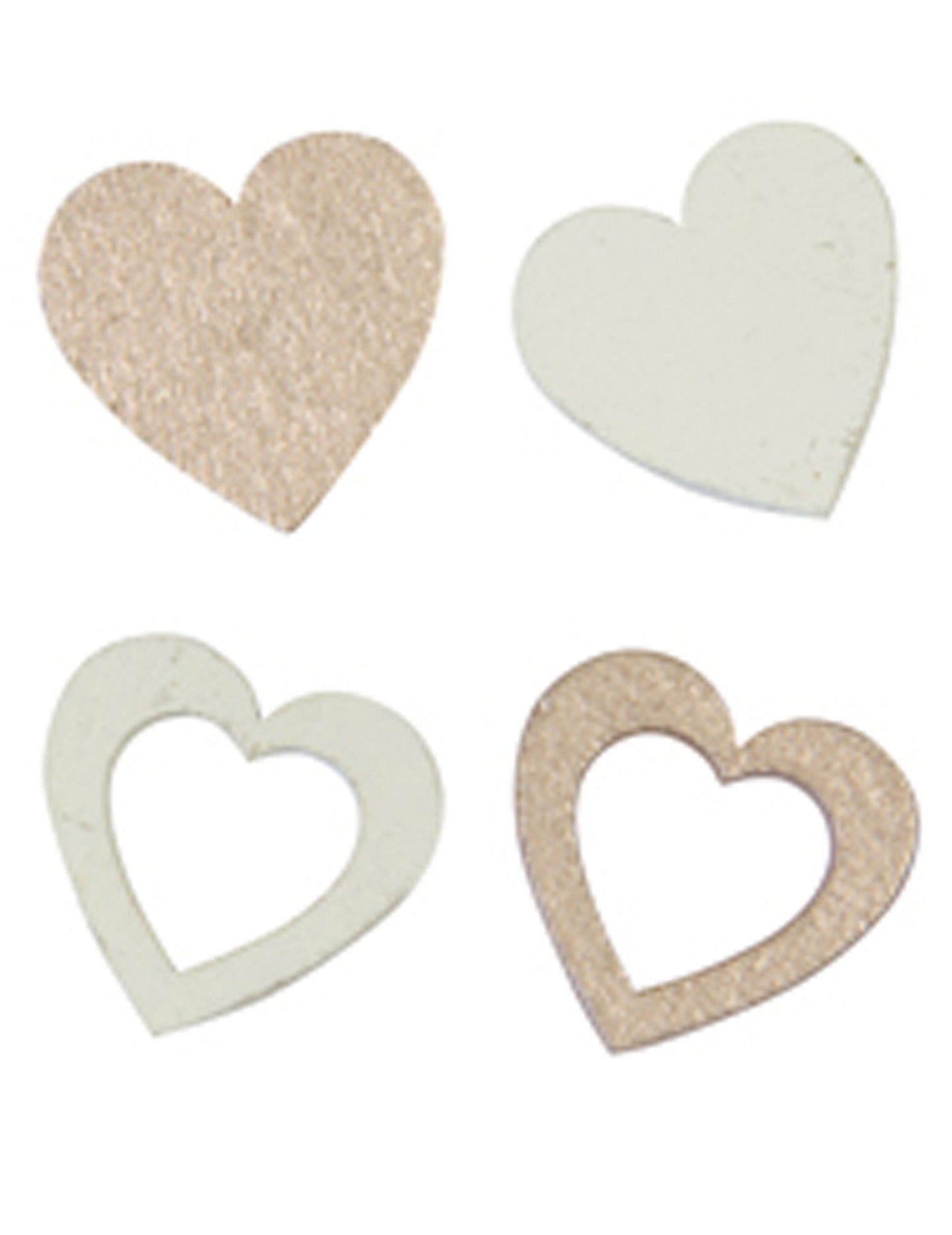 12 confettis en bois cœurs blancs et rose gold 2 x 2 cm pour mariage