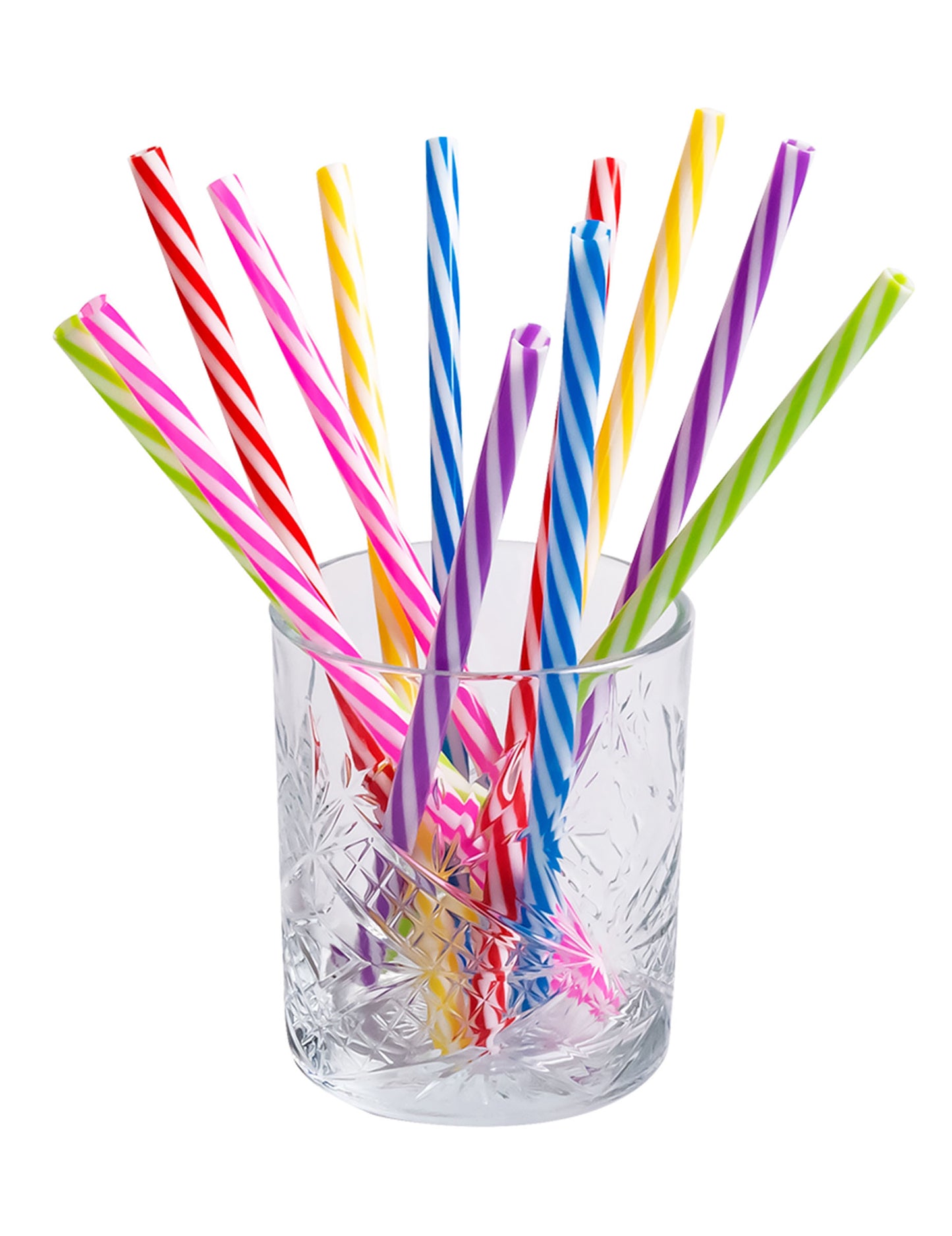 12 Pailles colorées en plastique réutilisable 21 cm