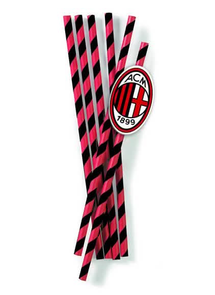 Slamice Milan iz kartona z rdeče in črno črtami z logotipom