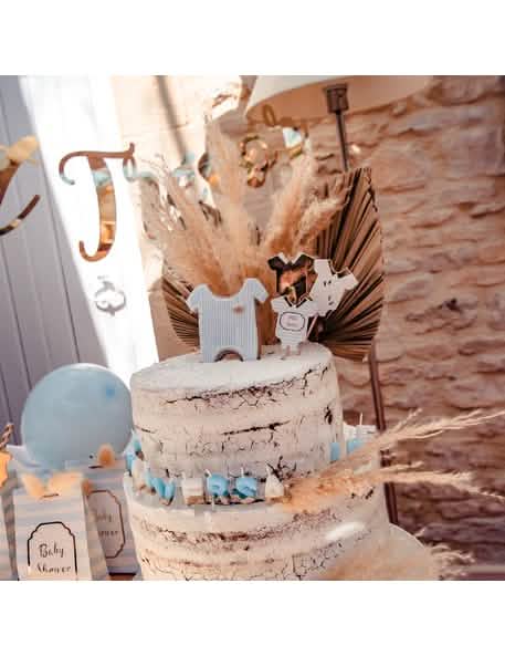 Podrobnosti o majhnih pikih Petit Trésor za baby shower na torti
