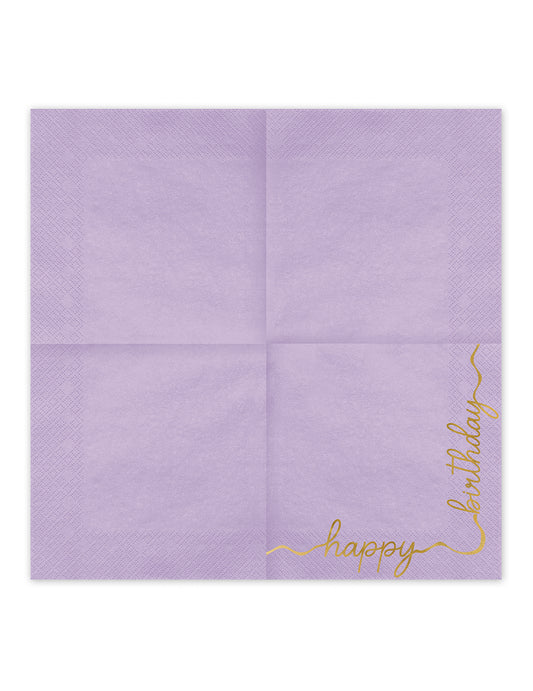 12 papirnatih serviet Happy Birthday, pastelne in zlate 33 × 33 cm