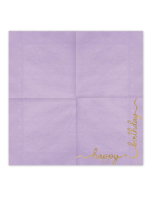 12 papirnatih serviet Happy Birthday, pastelne in zlate 33 × 33 cm