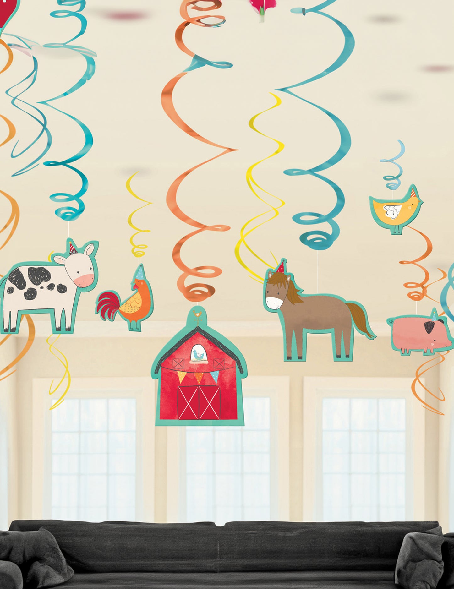 12 kovinskih spiralnih visečih okraskov za rojstni dan na kmetiji