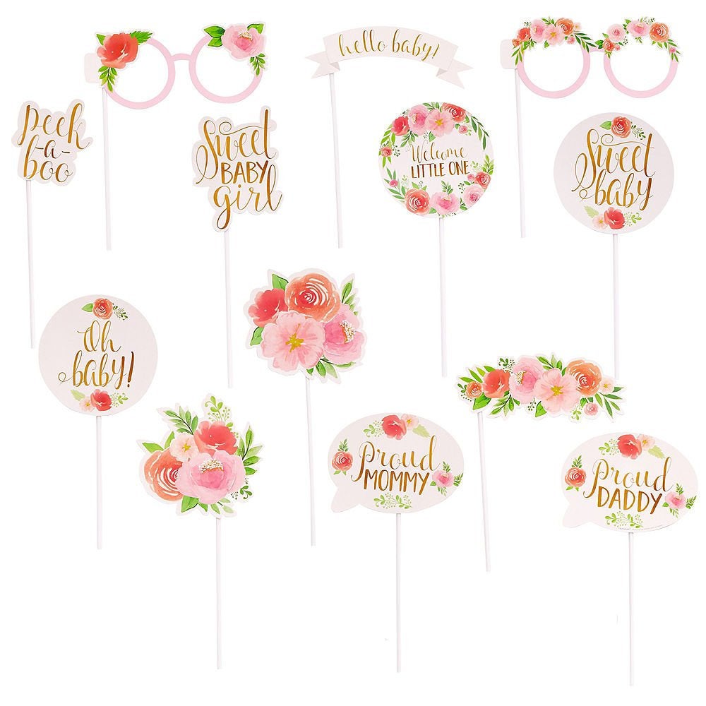 Vue d'ensemble des accessoires du kit photobooth sweet baby girl