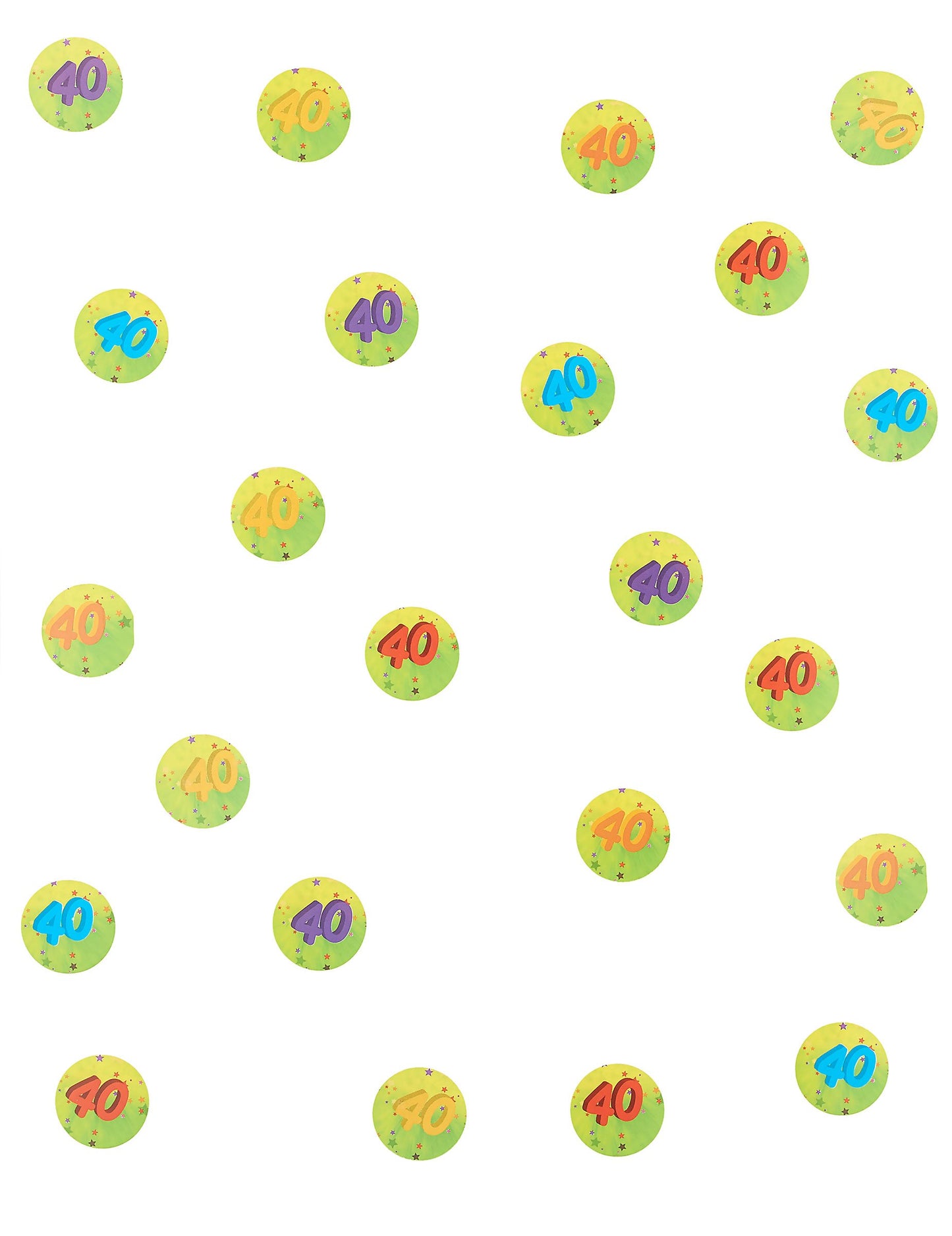 Podrobnosti o vzorcu množičnih konfeti za 40. rojstni dan