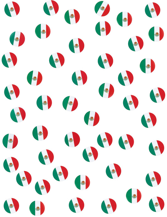 Vue d'ensemble des confettis de table drapeaux Mexique
