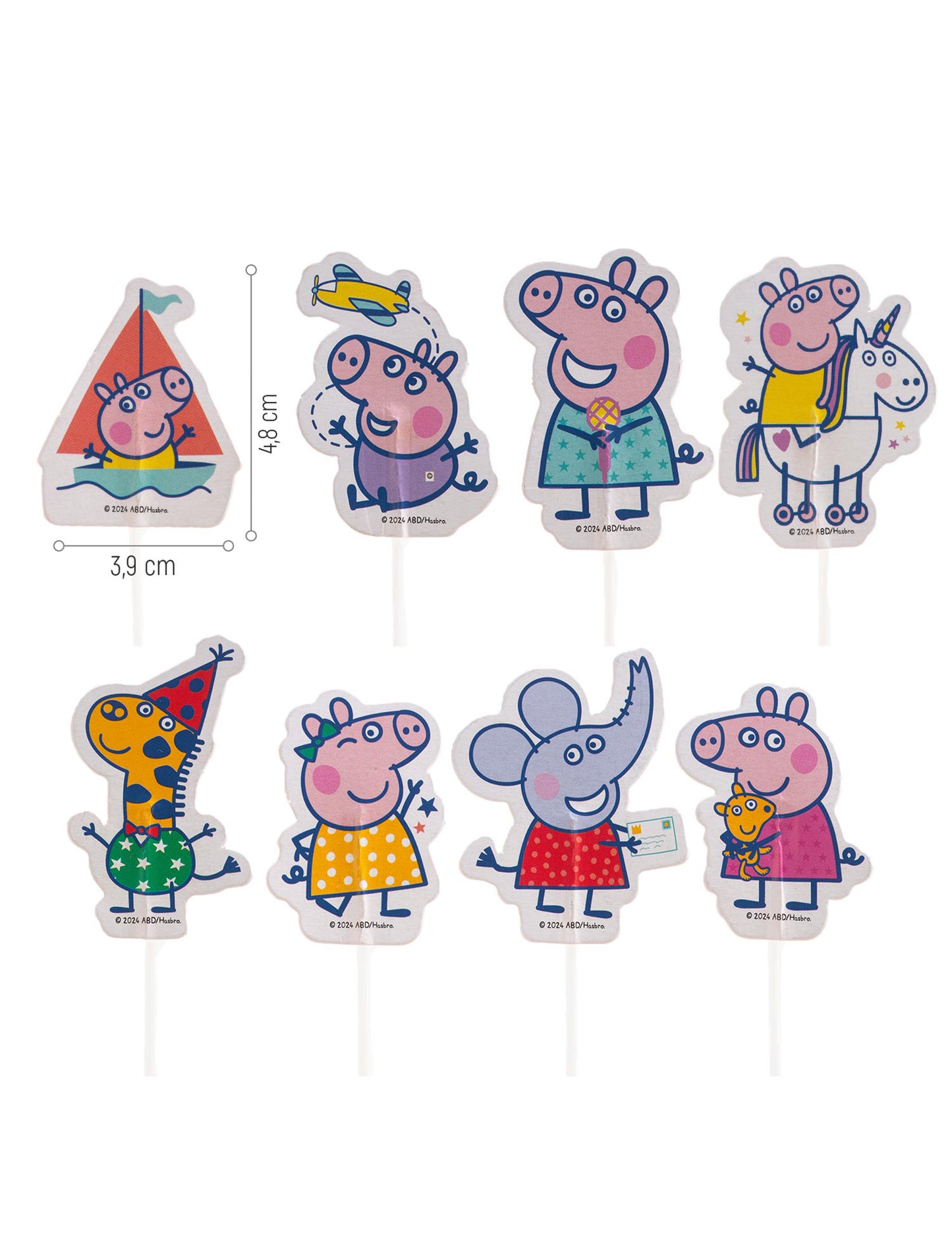 16 Cake Toppers en papier Peppa pig