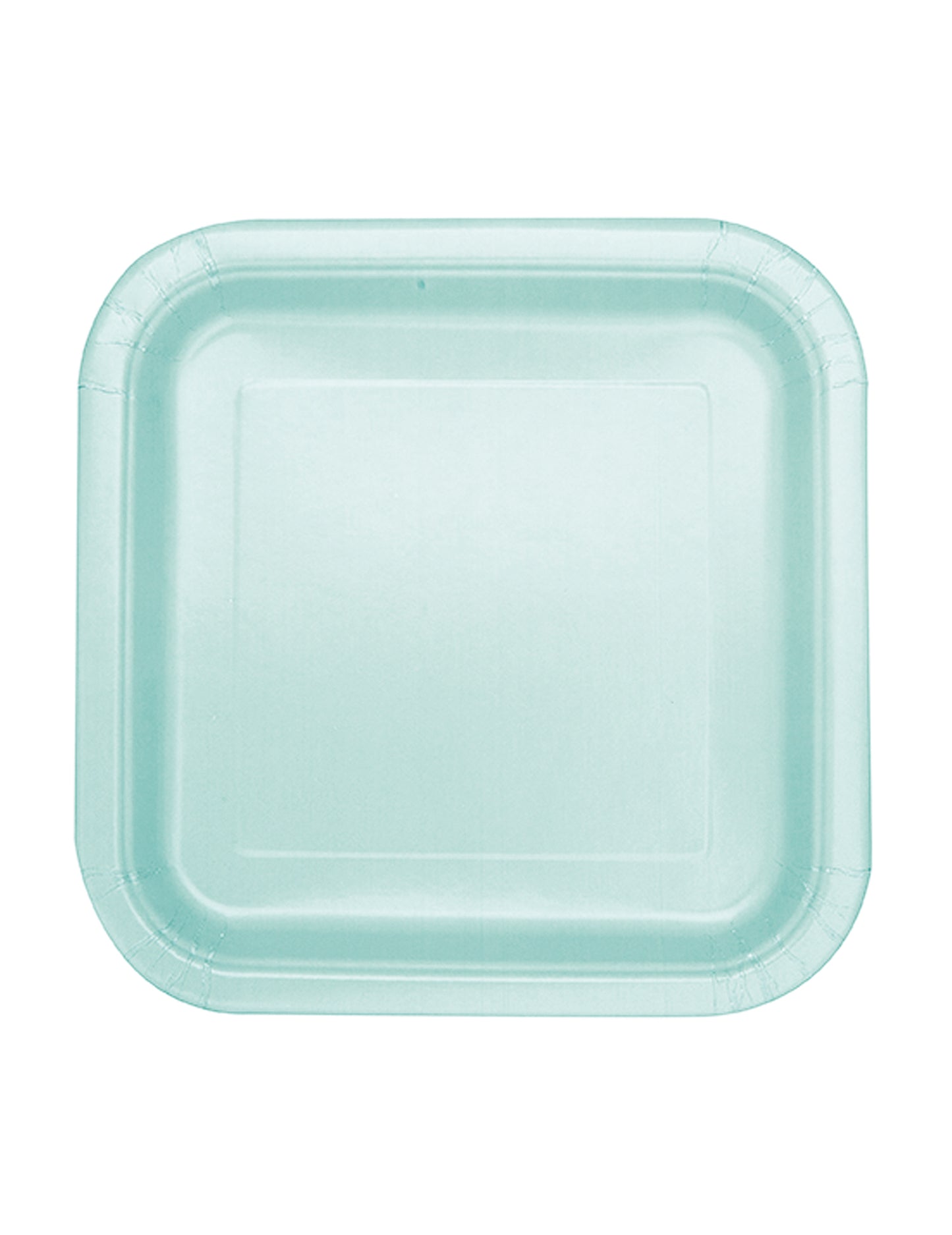 16 majhnih kvadratnih kartonskih krožnikov v mentol pastelni barvi 17,5 cm