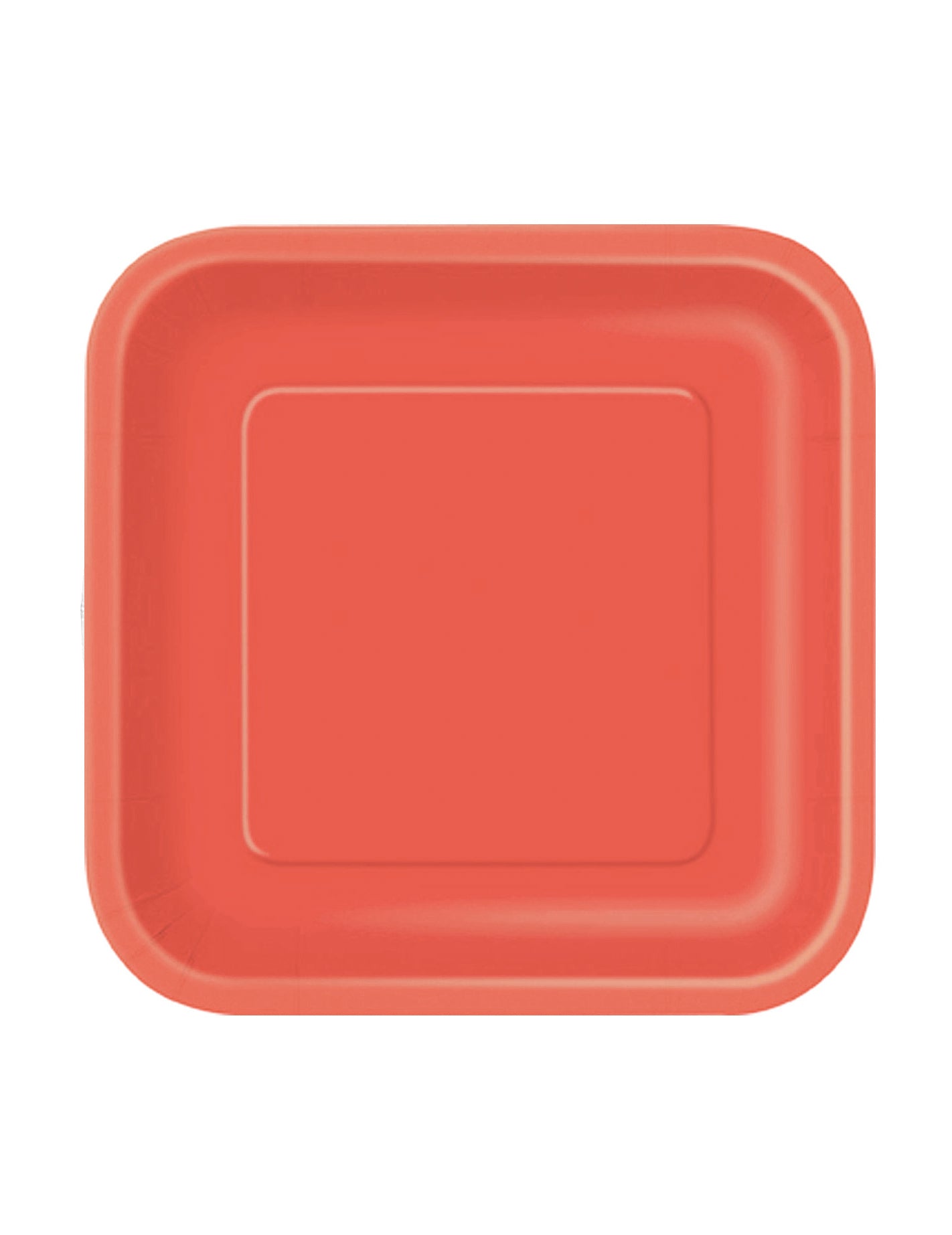 16 majhnih kvadratnih koralno rdečih kartonskih krožnikov 17,4 cm za sladico