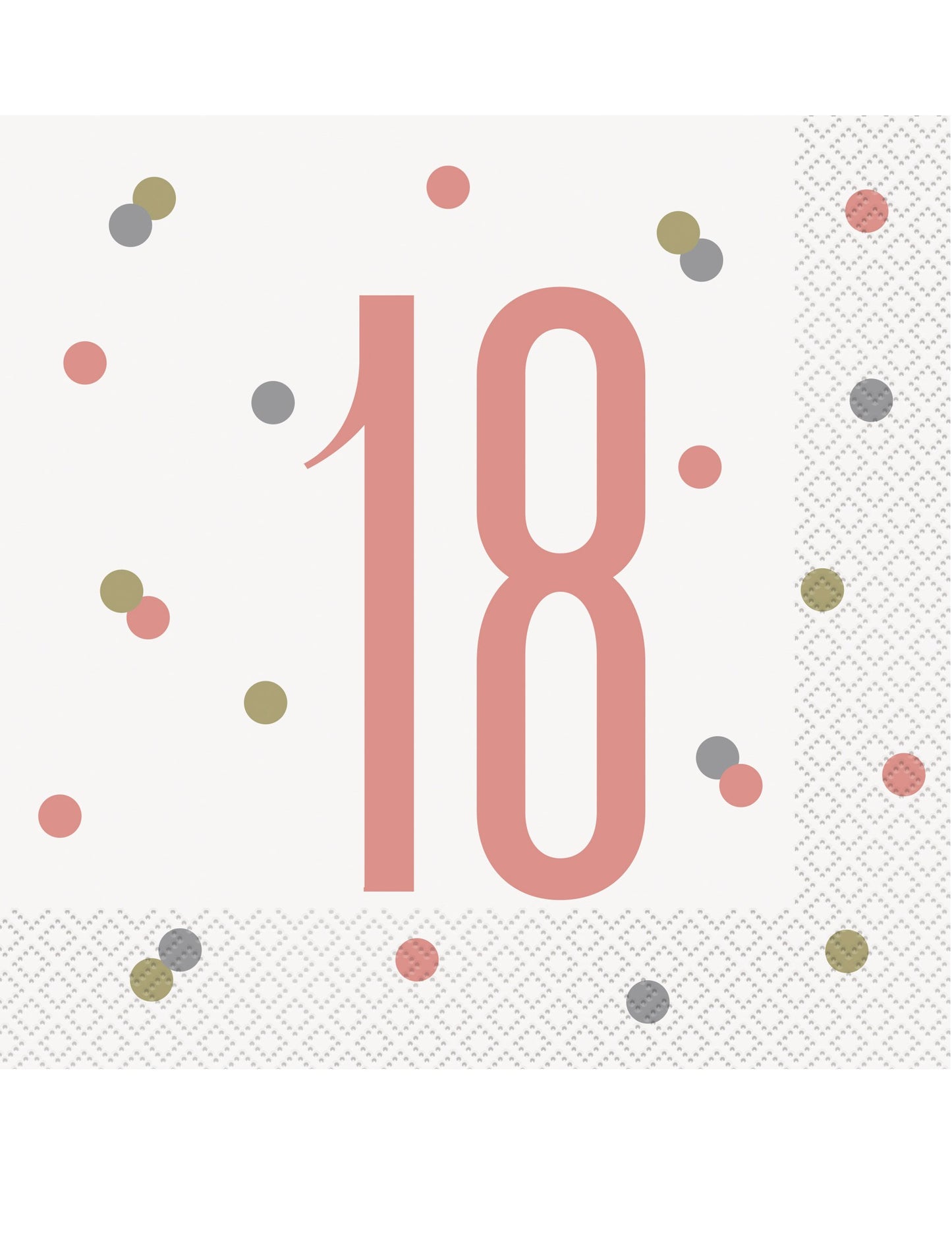 Serviettes en papier 18 ans pour anniversaire blanches et roses à pois