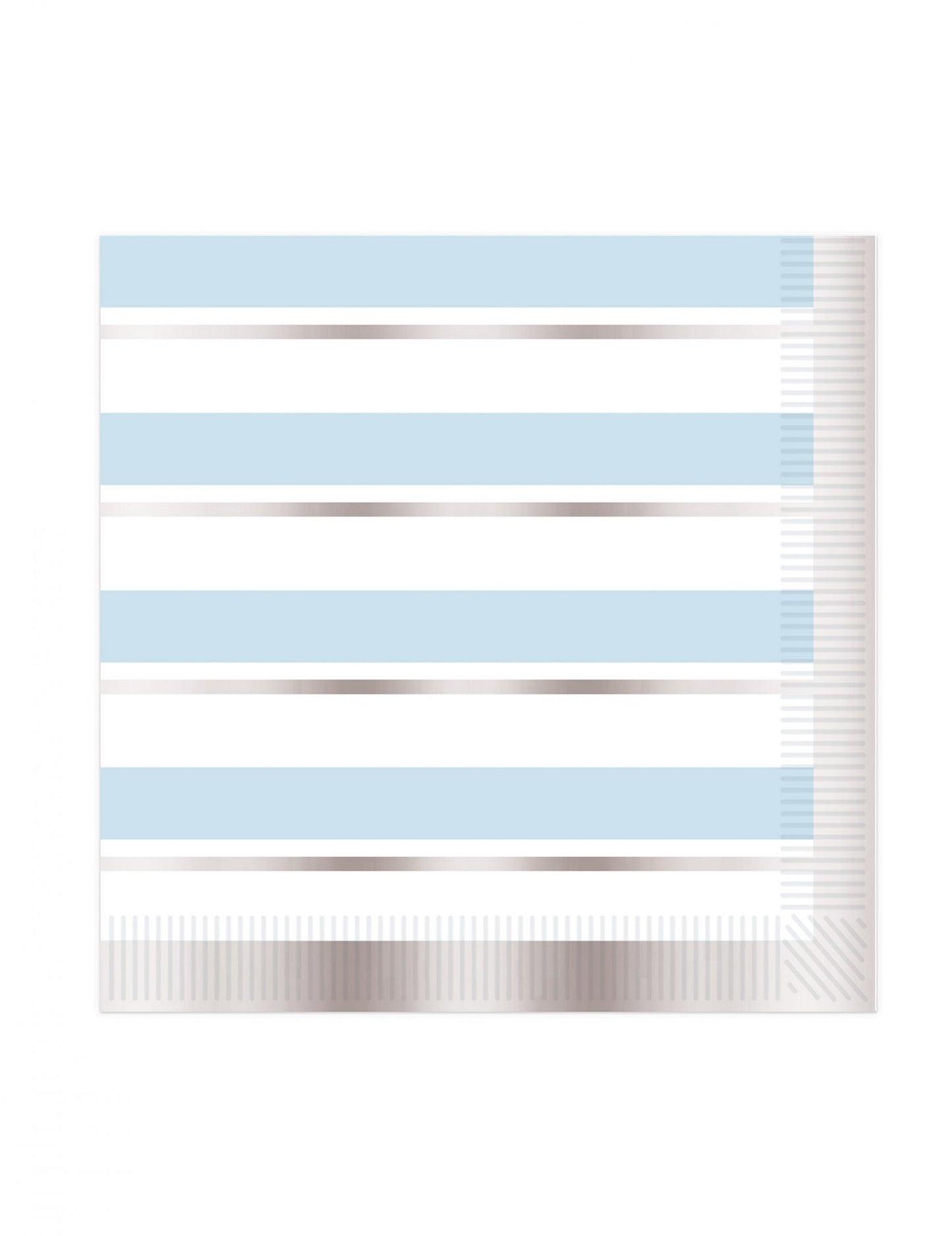 16 modro-belih črtastih papirnatih prtičkov, 33 x 33 cm s srebrnimi robovi