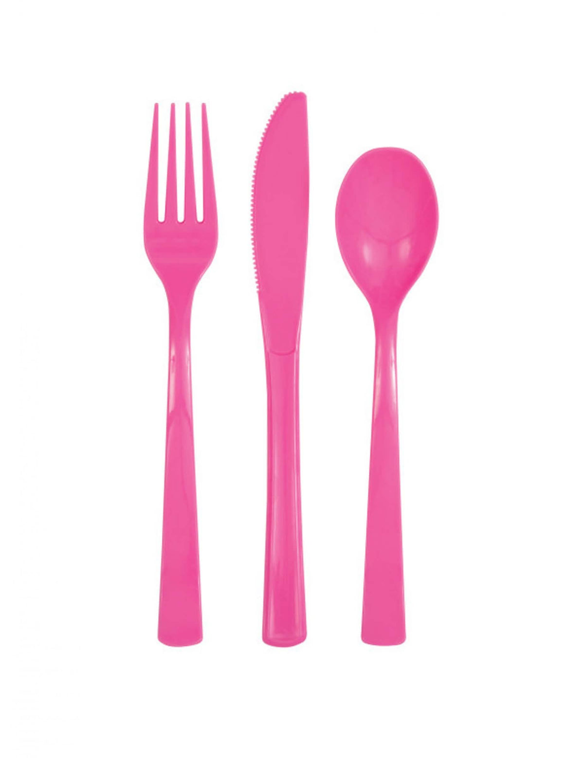 Assortiment jedilnega pribora iz roza plastike
