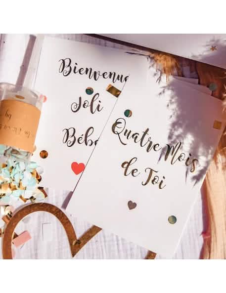 Podrobnosti sporočil Dobrodošel, ljubki dojenček in Štiri mesece s tabo za 18 spominskih kartic mejnikov nosečnosti za baby shower