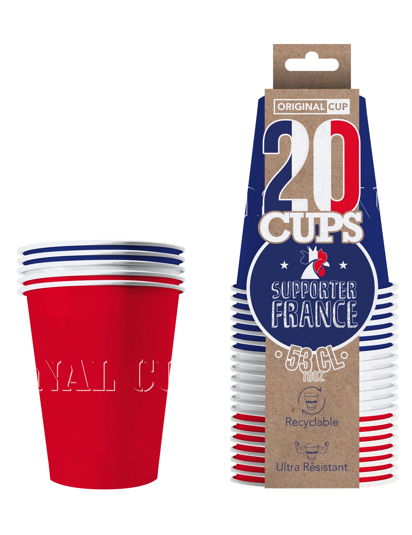 20 ameriških skodelic reciklirano kartonsko francosko 53 Cl