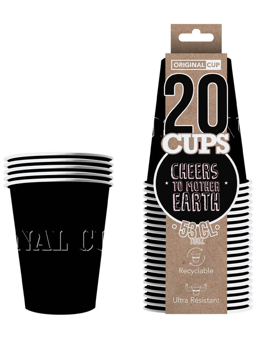 Lot de 20 gobelets américains carton recyclable noirs