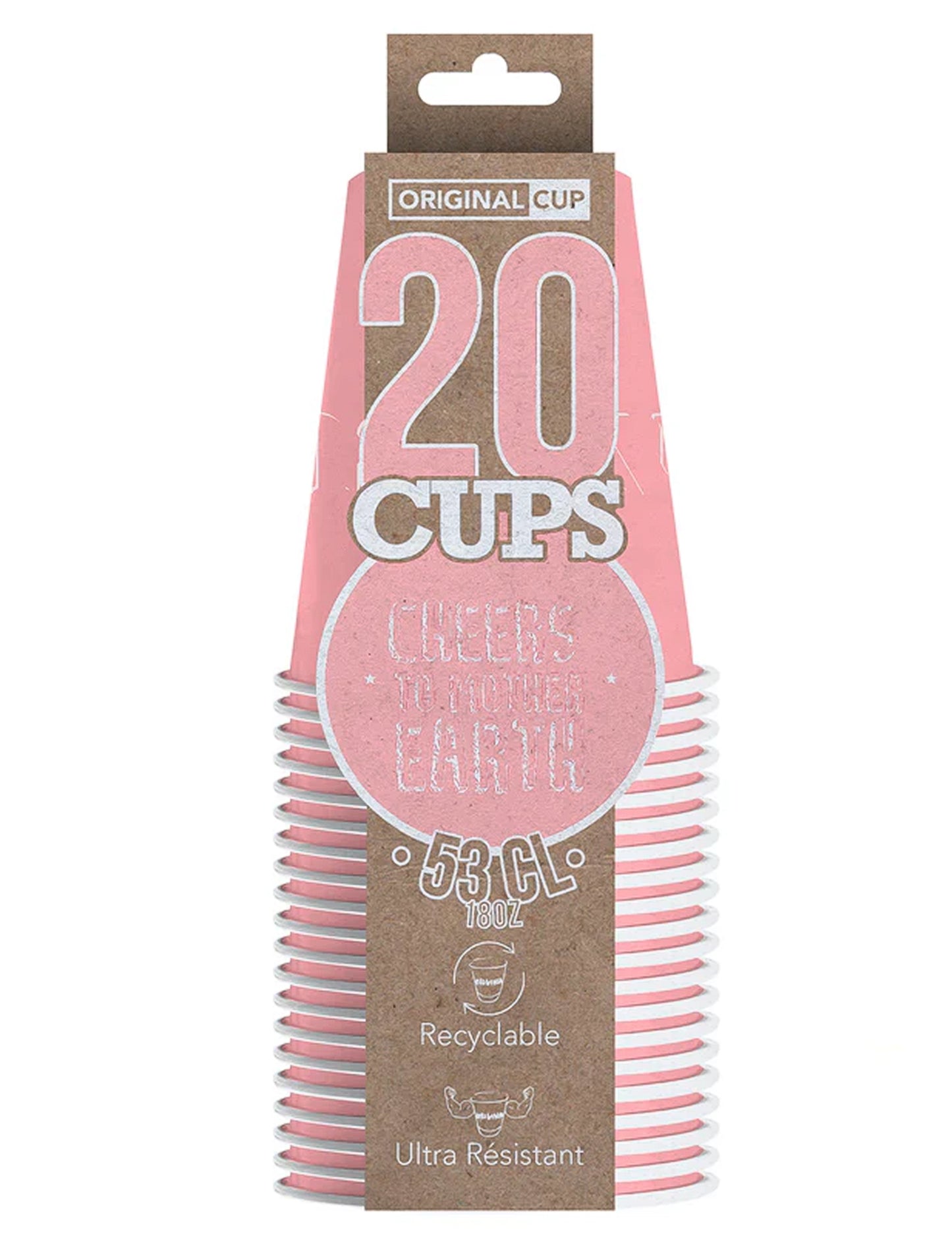 20 ameriških skodelic, ki jih je mogoče reciklirati roza pastel 53 cl