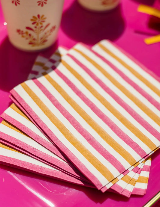 20 majhnih papirnatih koktajl serviet Pink Limonada 24 x 24 cm