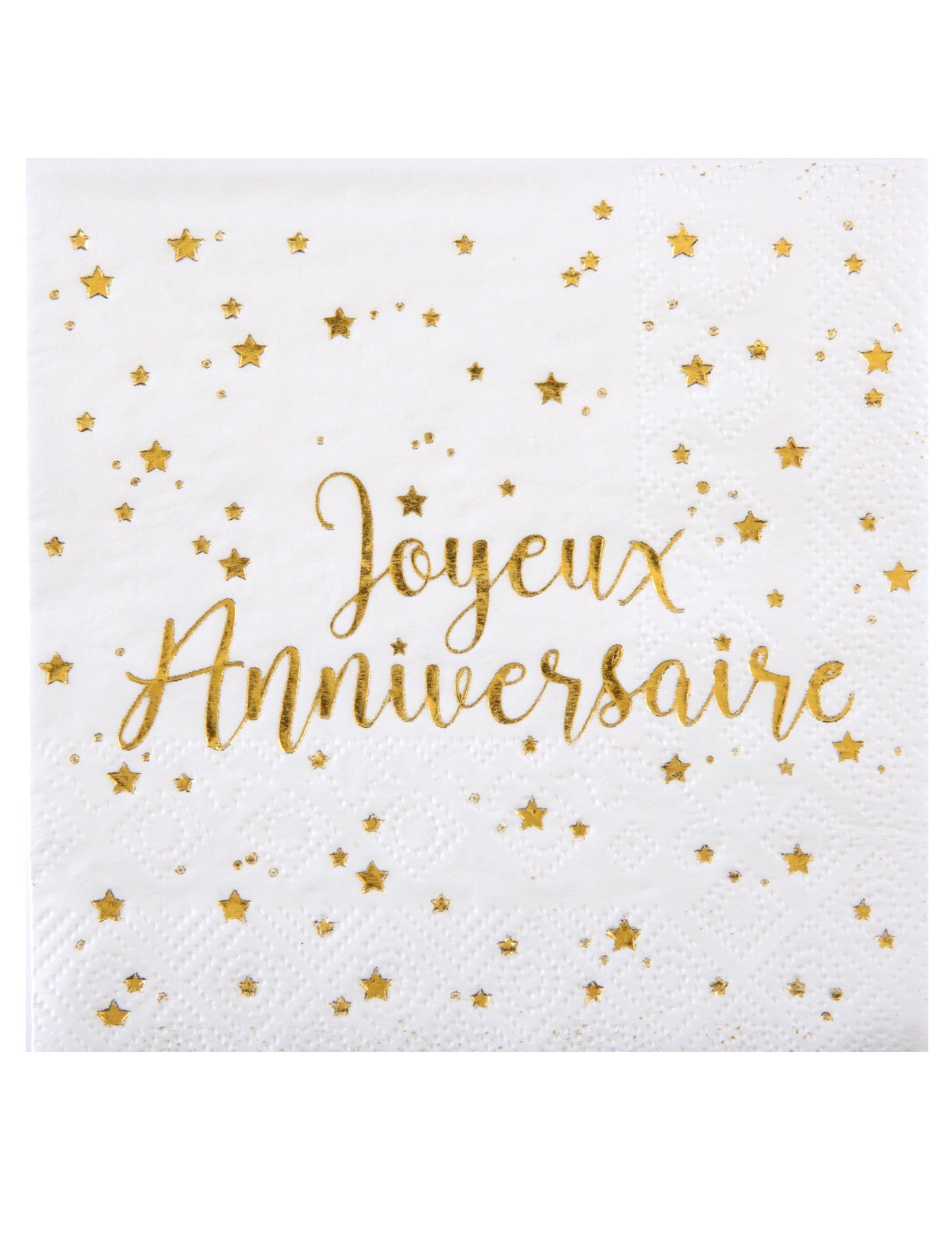 20 majhnih prtičkov v Happy Birthday Paper White and Gold Metallic 25 x 25 cm