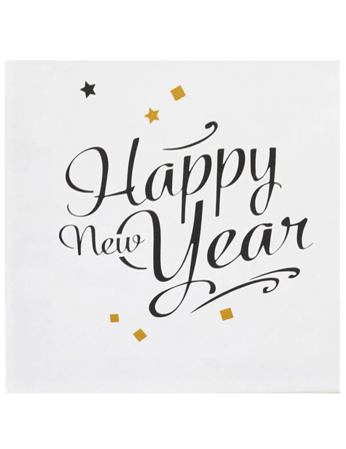 papirnati prtički Happy New Year za zabavo bela črna in zlata