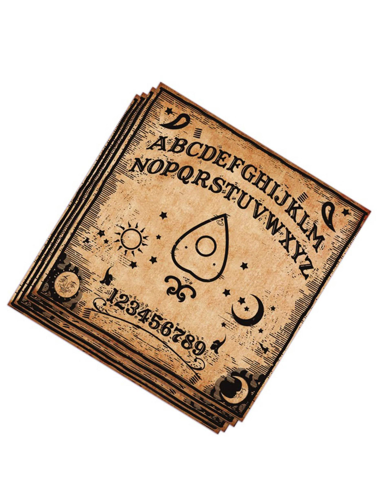 papirnati prtički Ouija za zabavo rjava in črna z učinkom pergamenta