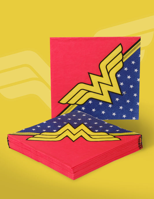 Vue d'ensemble du lot de serviettes en papier Wonder Woman