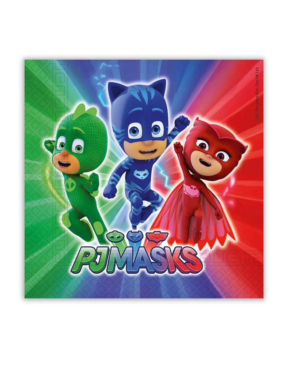 Raznobarvne serviete PJ Masks za otrok z Yoyom, Biboujem in Gluglujem