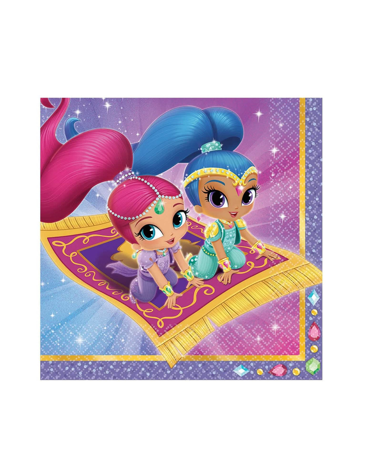 Serviete Shimmer in Shine za otrok, vijolične in rožnate, z duhovi na leteči preprogi