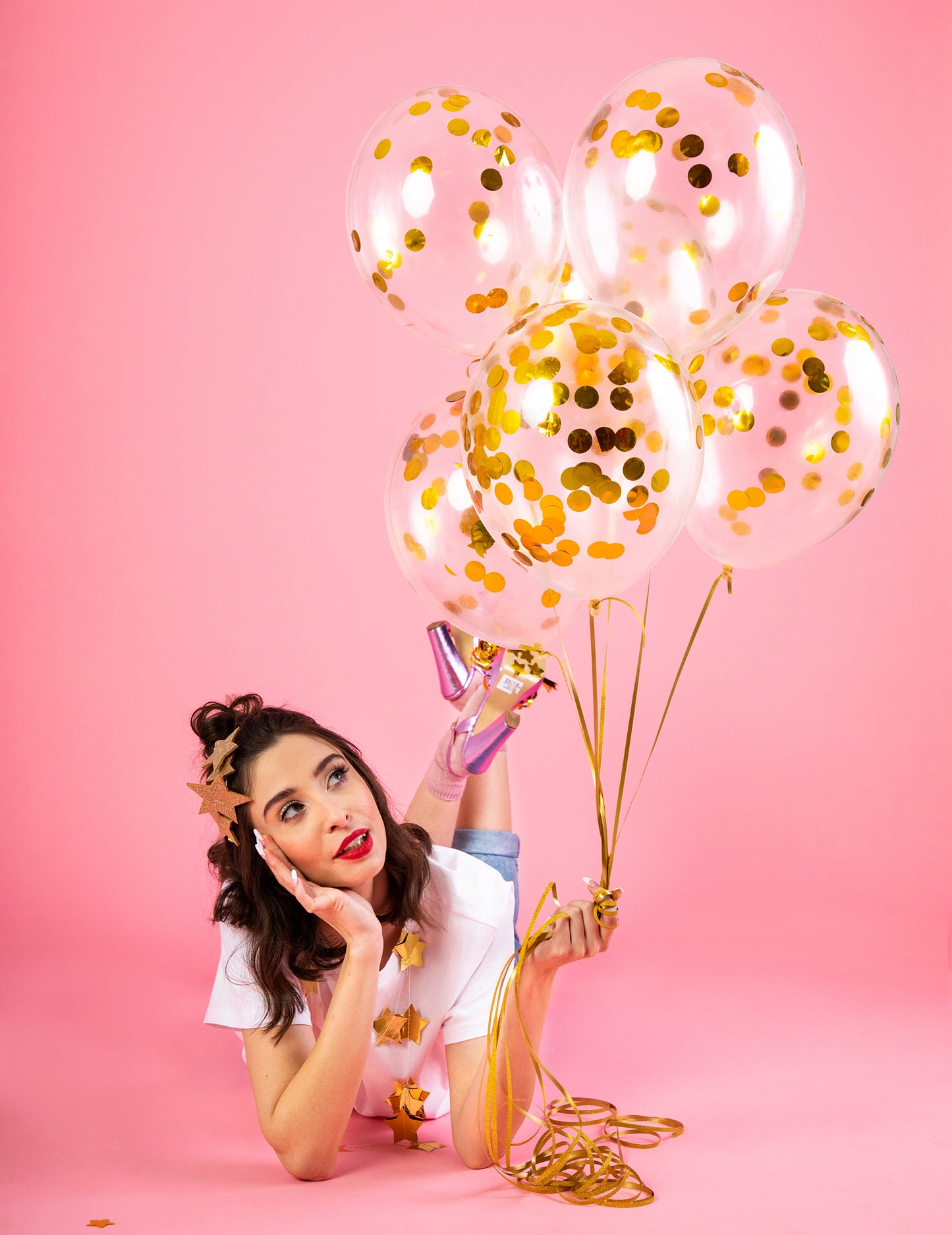 3 baloni lateks zlati konfeti srečno novo leto 27 cm