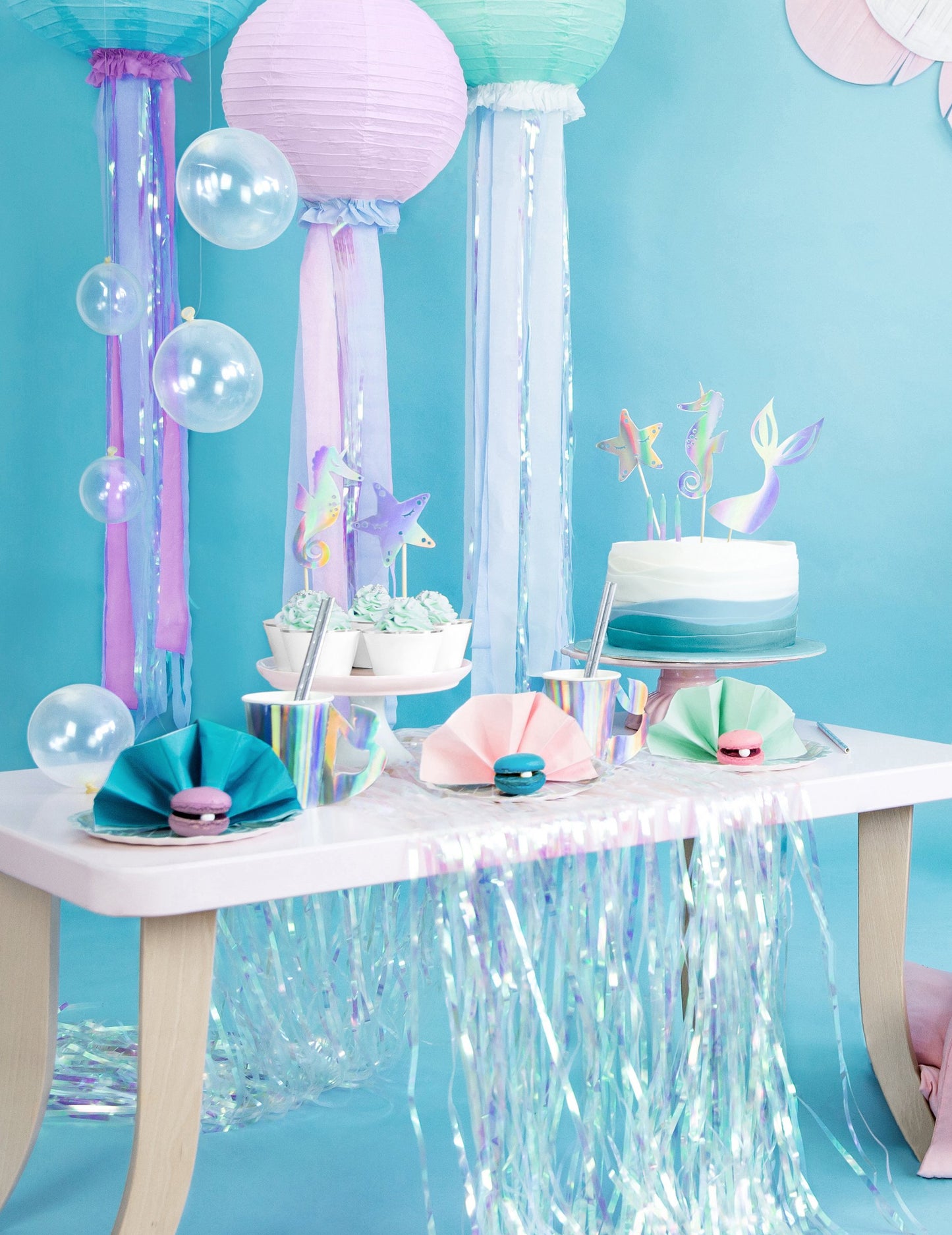 3 torta Topper holografska morska deklica 24,5 cm