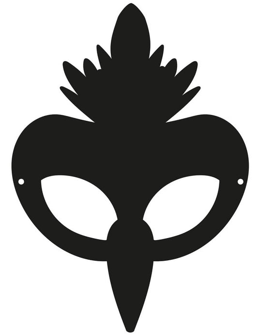 Vue de face du masque plat à gratter en carton oiseaux