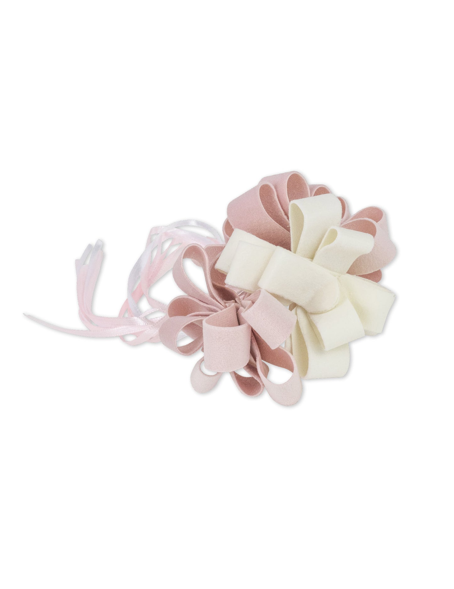 3 roza in beli žametni vozlički za zategovanje 9 cm za krst