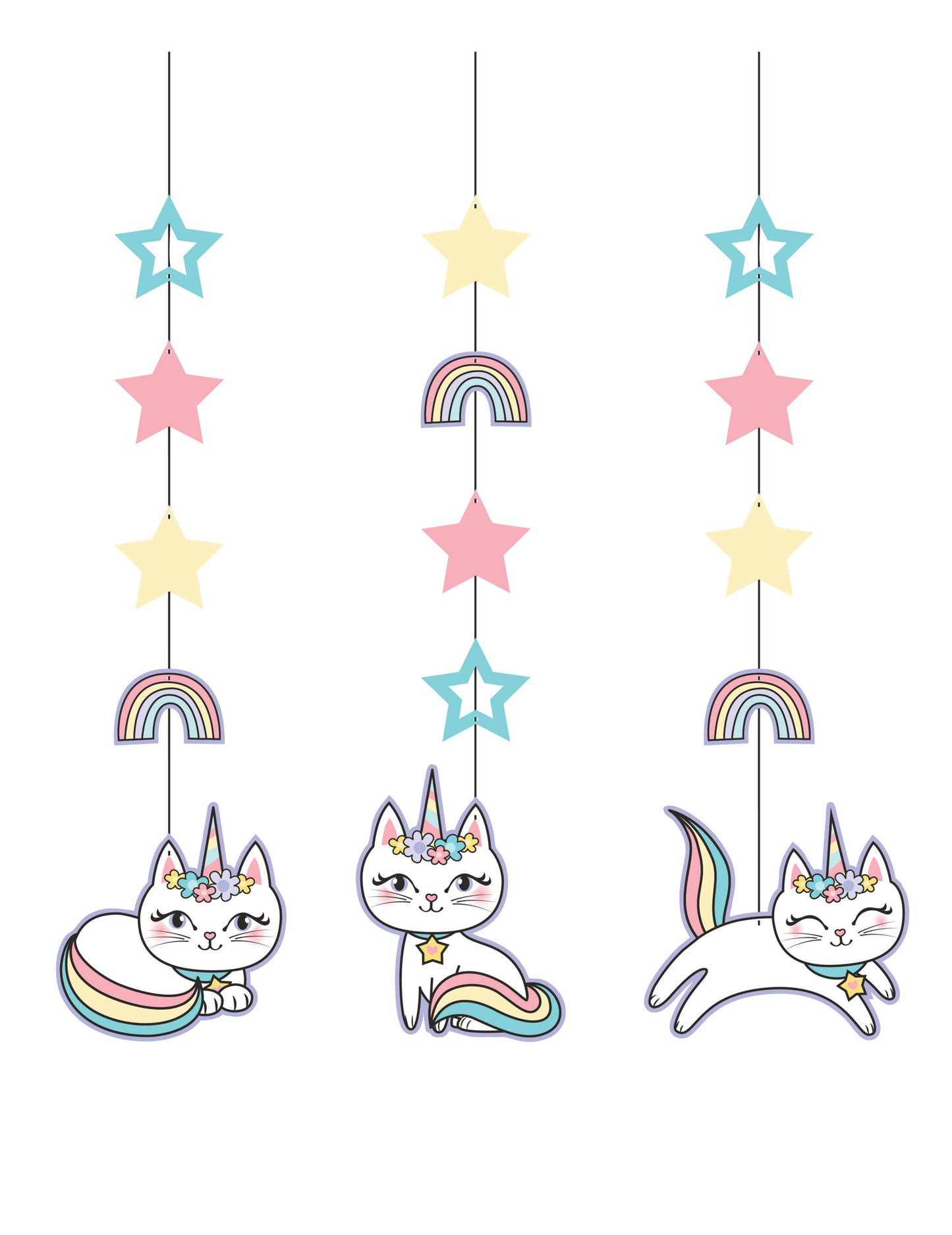 3 kartonske suspenzije Caticorn 91 cm za rojstni dan