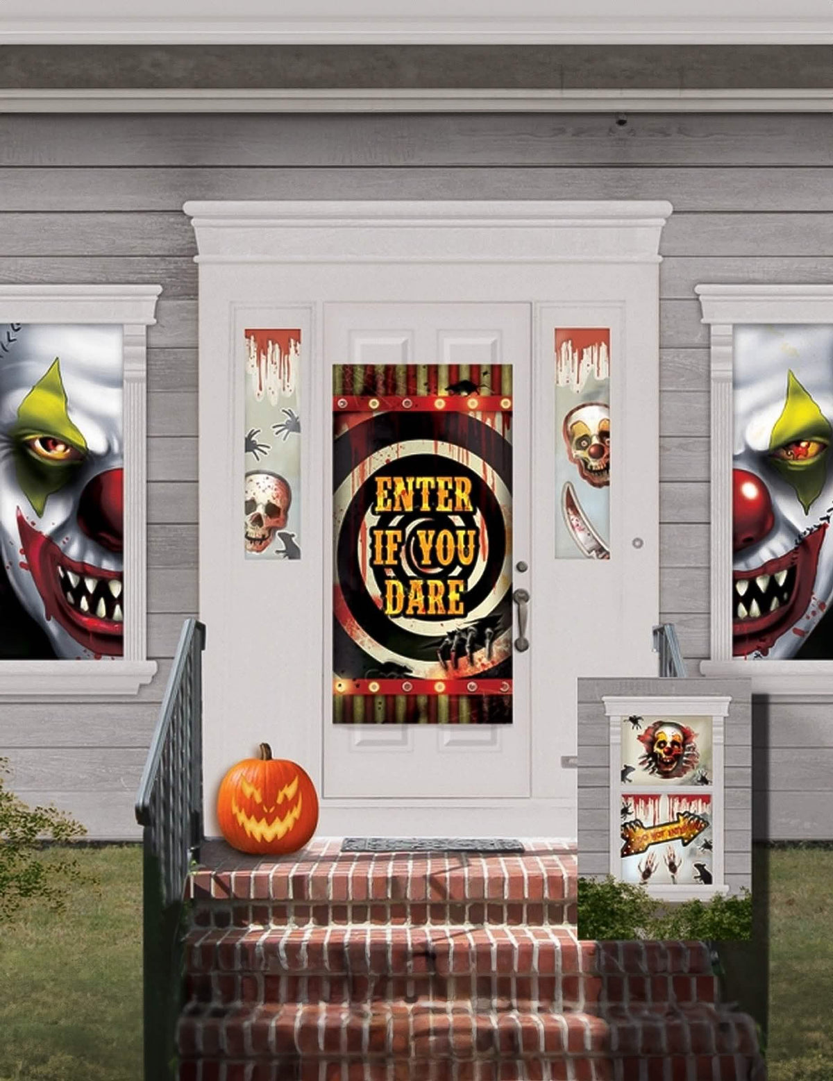 Domače dekoracije klovna za halloween za večbarvno zabavo s plakati in krvavimi nalepkami