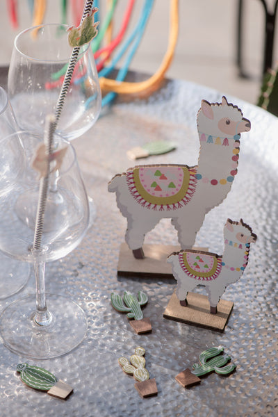 4 leseni okraski v obliki kaktusa, 3 x 5,5 cm Mehiška tema