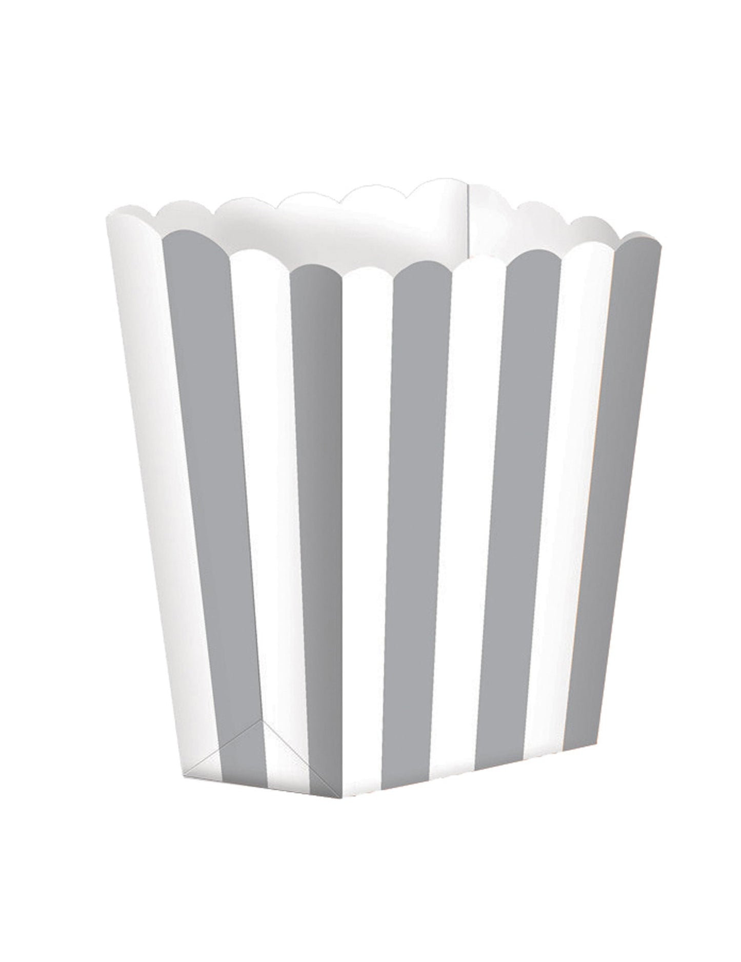 Boites à popcorn en carton soirée cinéma pour fête argent et blanc rayées