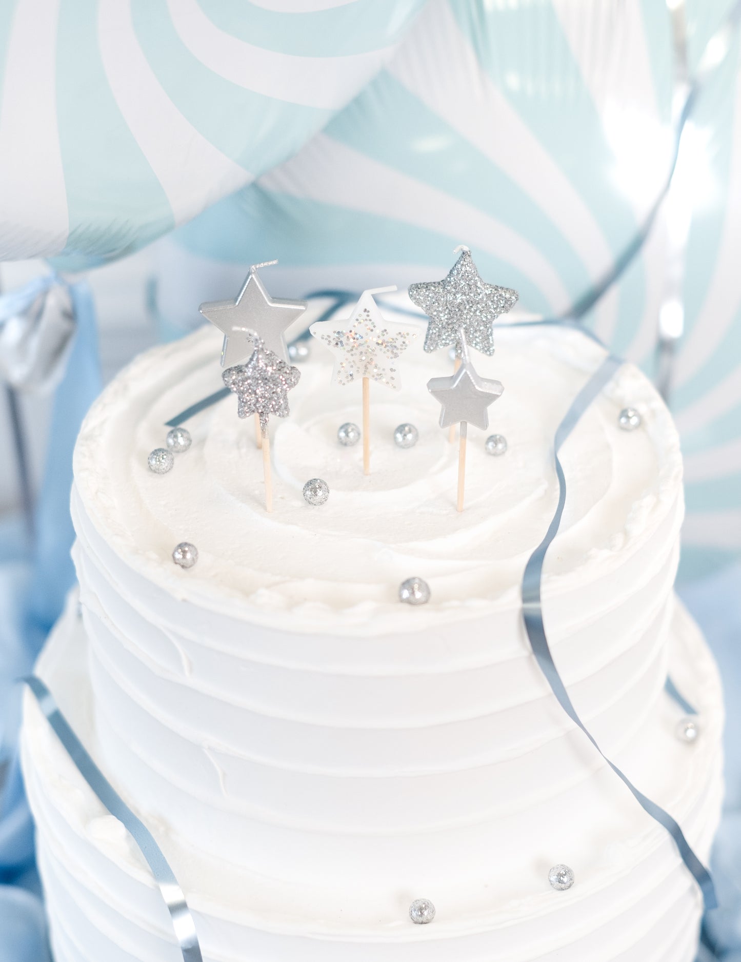 5 zvezdice sveče na srebrni degradirani vrh 7 cm