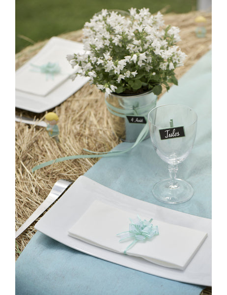 5 mini turkiznih organza pentlji, 16 mm, za dekoracijo