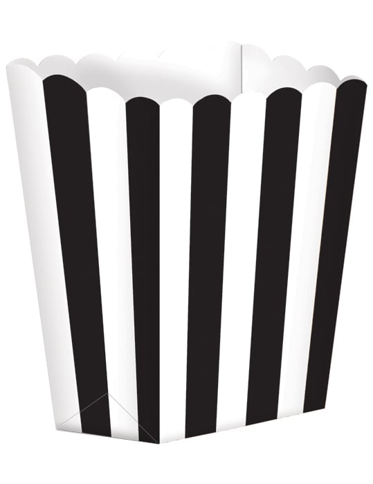 Vintage črno-bela papirnata posoda za kokice z črtami