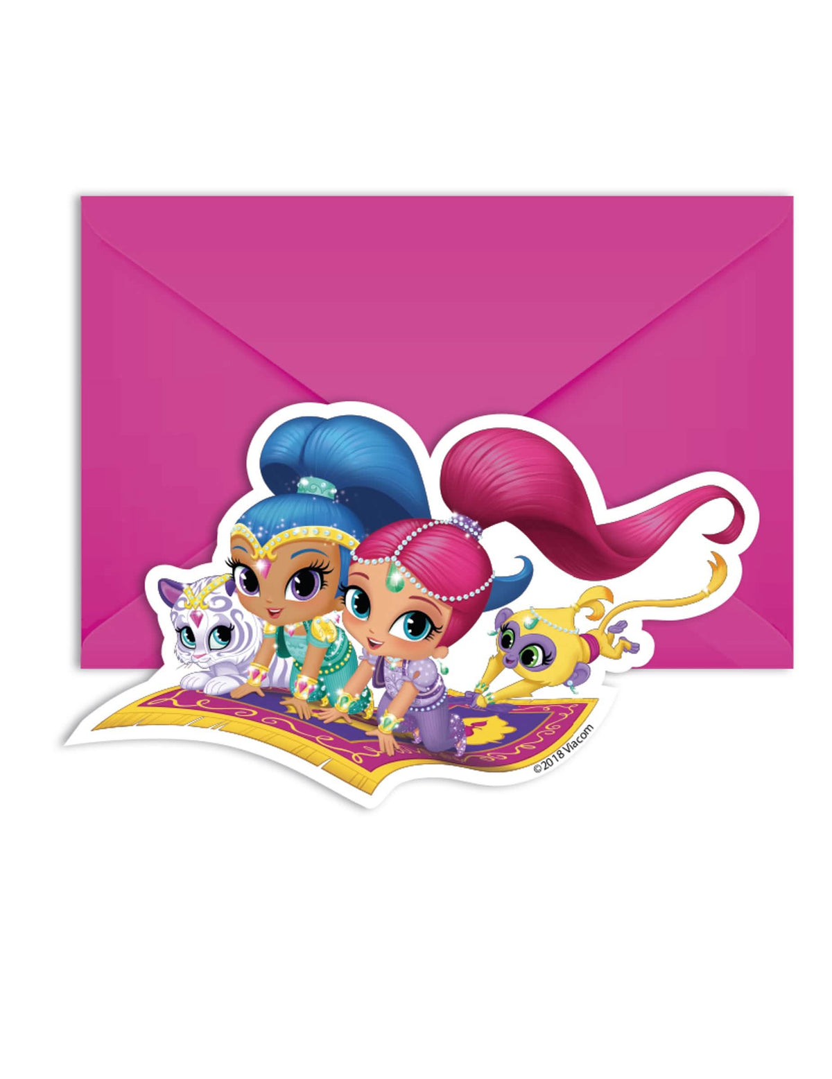 Vabila in kuverte Shimmer and Shine za otrok roza z liki na leteči preprogi