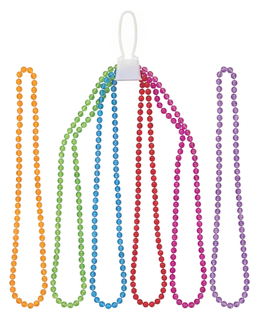 6 colliers de perles en plastique transparent et coloré