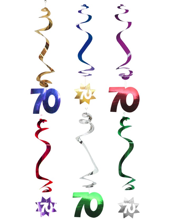 Visoko kakovostne spiralne dekoracije za 70. rojstni dan v večbarvni kovinski izvedbi